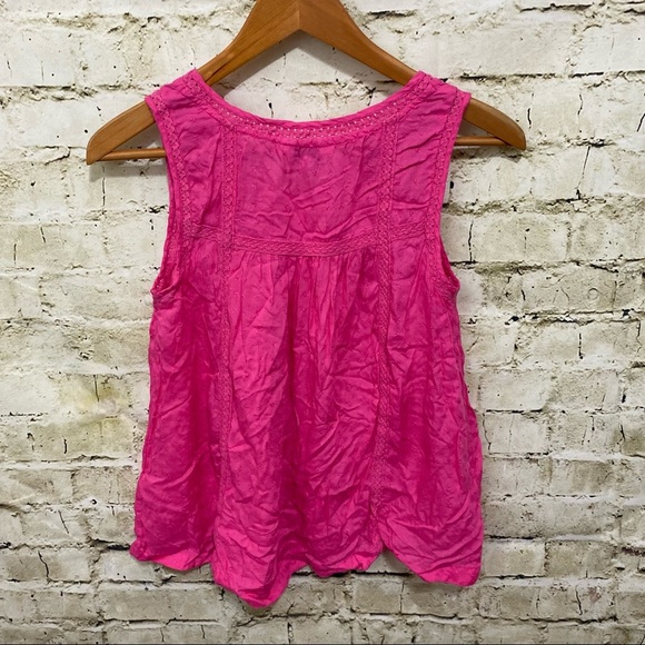 Crown & Ivy Pink Lace Swiss Dot Tank Top - Picture 3 of 5